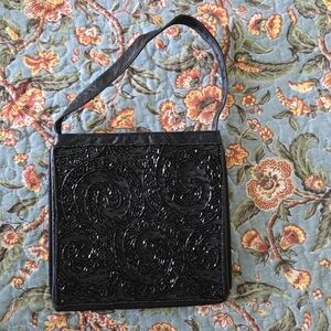 Elegant Black Embroidered Women's Bag